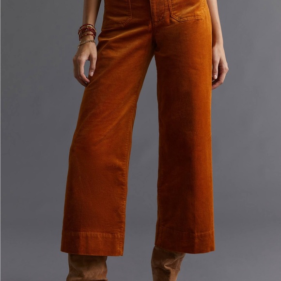 Anthropologie Rust Corduroy Wide Leg Pants Size 31 High Rise Soft Fall Trousers - Picture 5 of 11